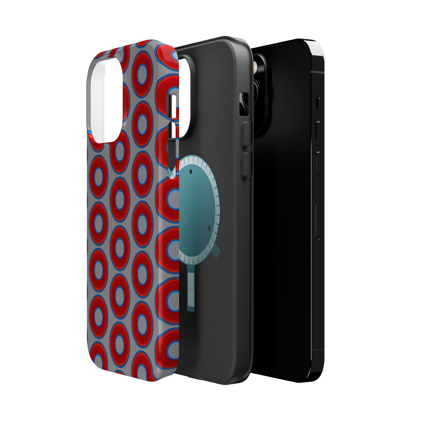 Magnetic Tough Donut Case - red vivid donut print w/gray background