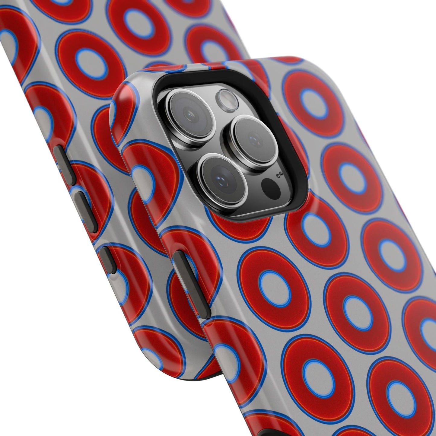 Magnetic Tough Donut Case - red vivid donut print w/light gray background