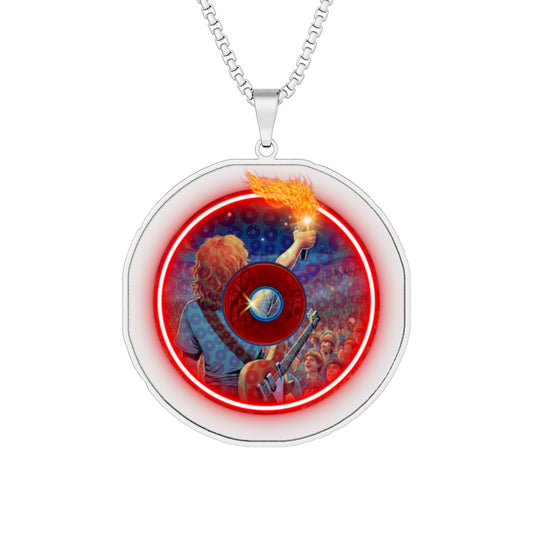 Lump's Heady Donut Necklace - 1" x 1" Stainless Steel Pendant - "Torchbearer's Donut Pendant" - vivid cartoon donut