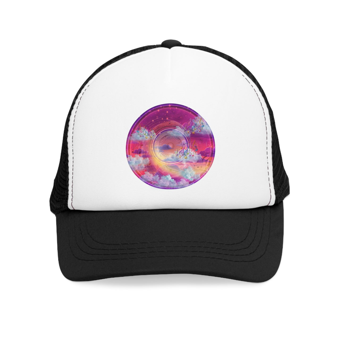 Lumpy Trucker Hat - "Conjurers of Donuts" - purplish/magenta donut