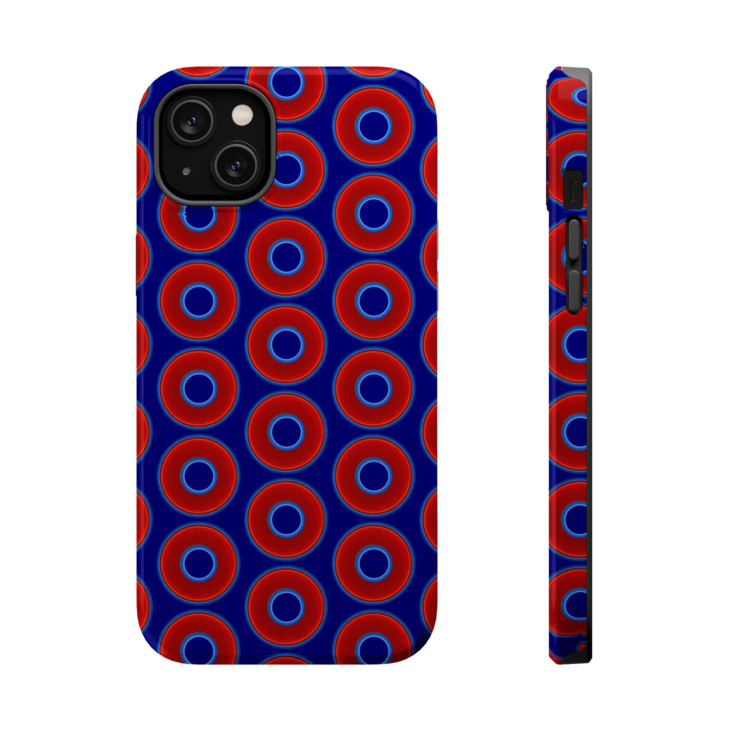 Magnetic Tough Donut Case - red vivid donut print w/vivid navy blue background