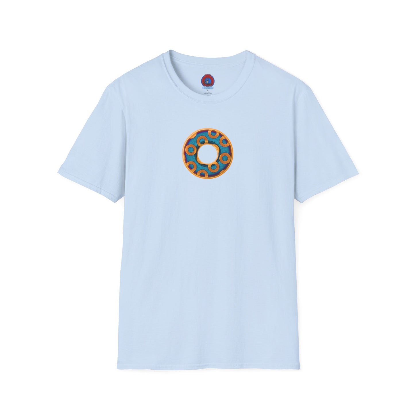 Plain Donuts/Unisex Soft-Style - "Plain Rustic Paradoxical Donuts" - light blue/orange donuts