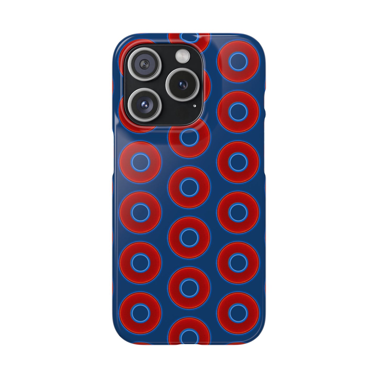 Lumpy Donut Snap Case - red vivid donut print w/Atlantic navy blue background