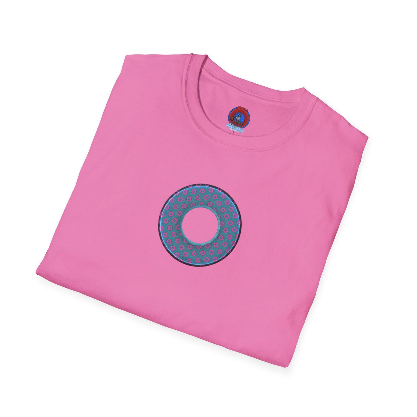 Plain Donuts/Unisex Soft-Style - "Plain Electric Paradoxical Donuts" - light blue/magenta donuts