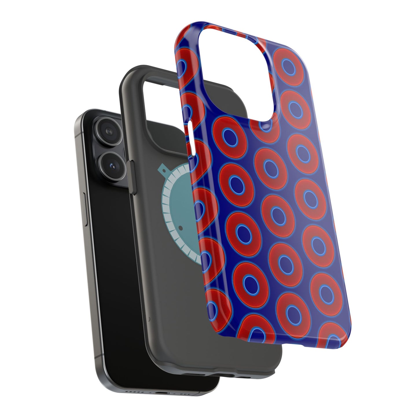 Magnetic Tough Donut Case - red vivid donut print w/vivid navy blue background