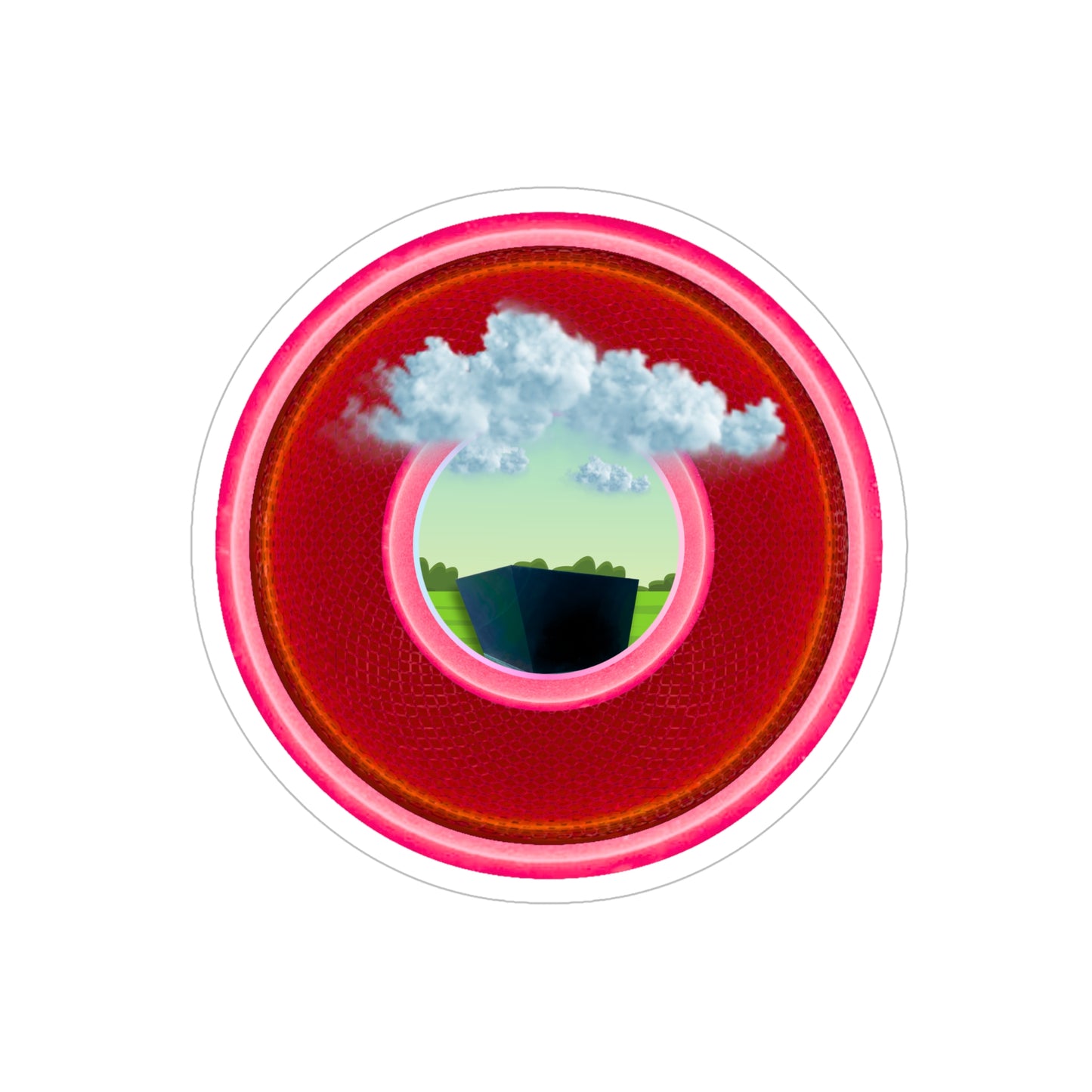 Donut Bumper/Outdoor Sticker - "Got Rhombus?" - series 1.0 - variant 2 - red/pink donut - [Die-Cut] 6"x 6"