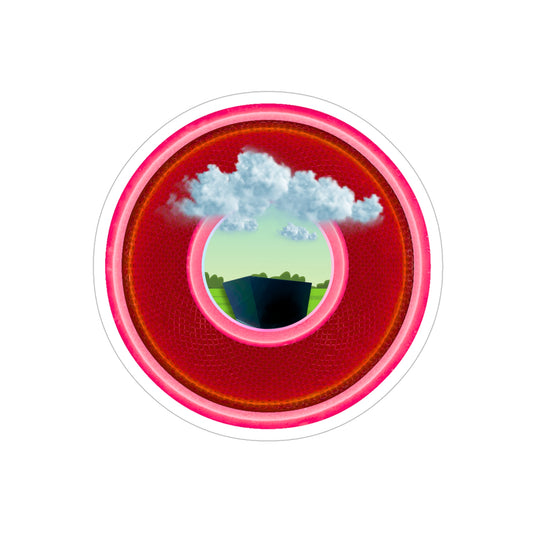 Donut Bumper/Outdoor Sticker - "Got Rhombus?" - series 1.0 - variant 2 - red/pink donut - [Die-Cut] 6"x 6"