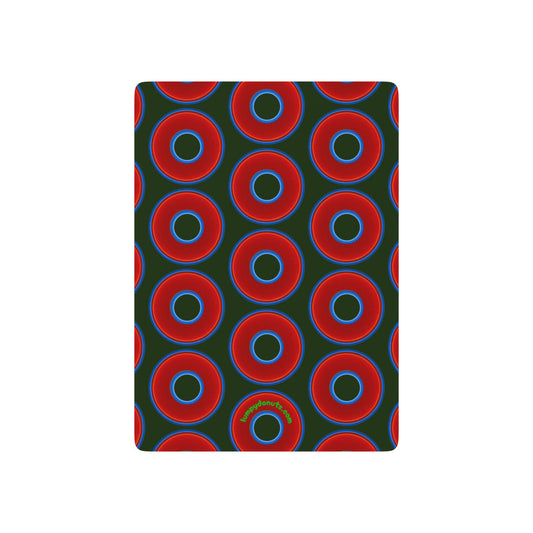 Lumpy Donut Playing Decks - 52-cards - red vivid donuts w/deep forest green background