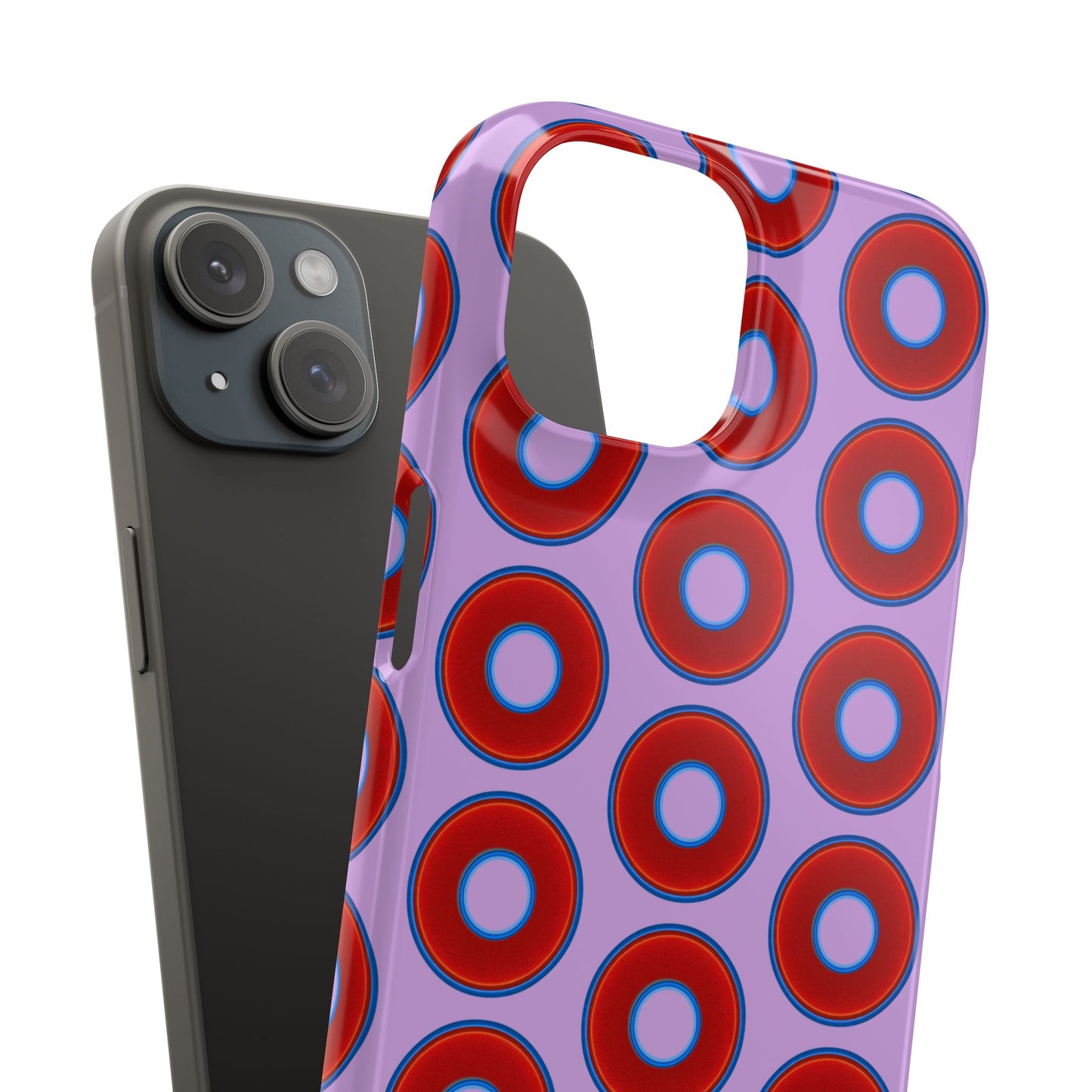 Lumpy Donut Snap Case - red vivid donut print w/wisteria purple background