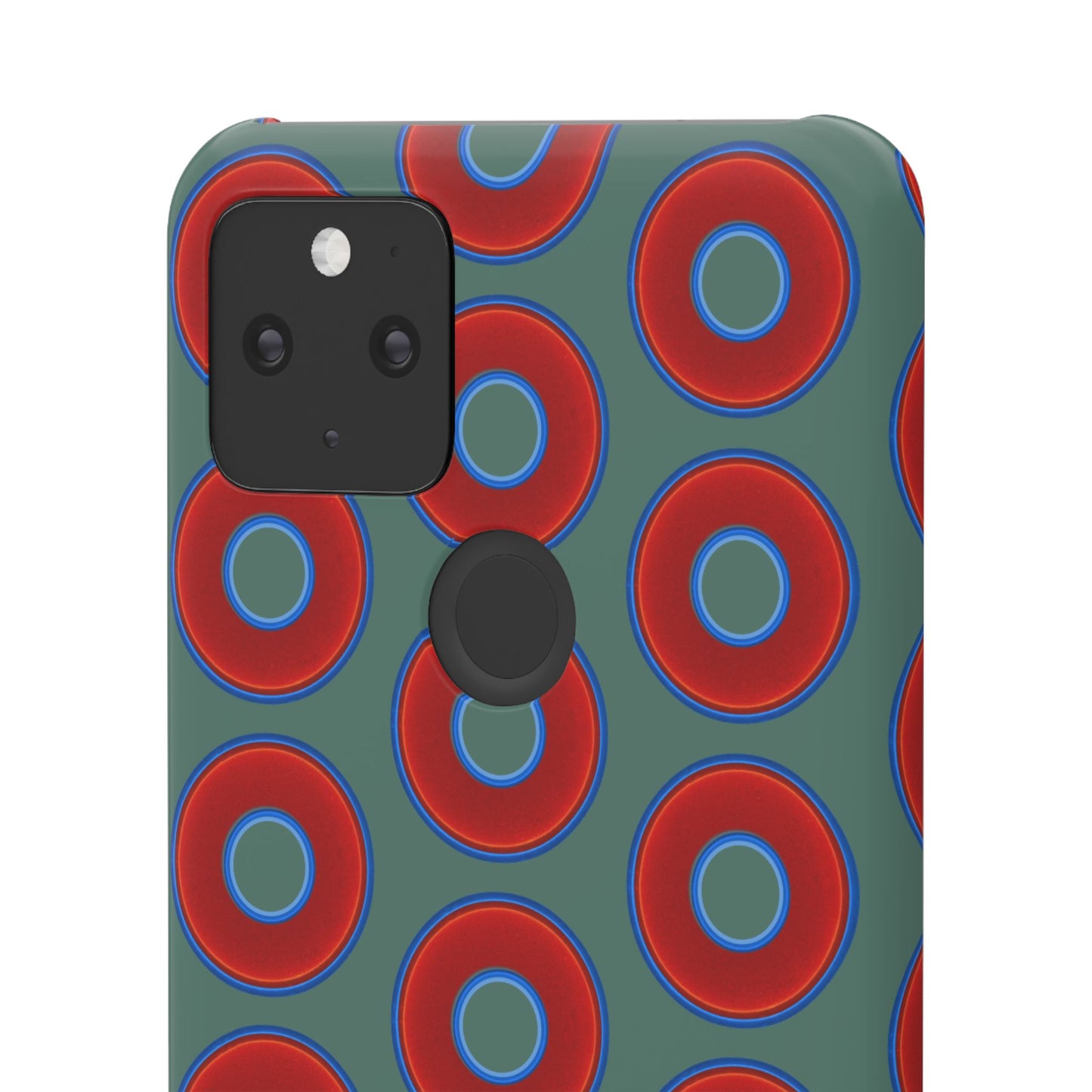 Lumpy Donut Snap Case - red vivid donut print w/Fenway green background