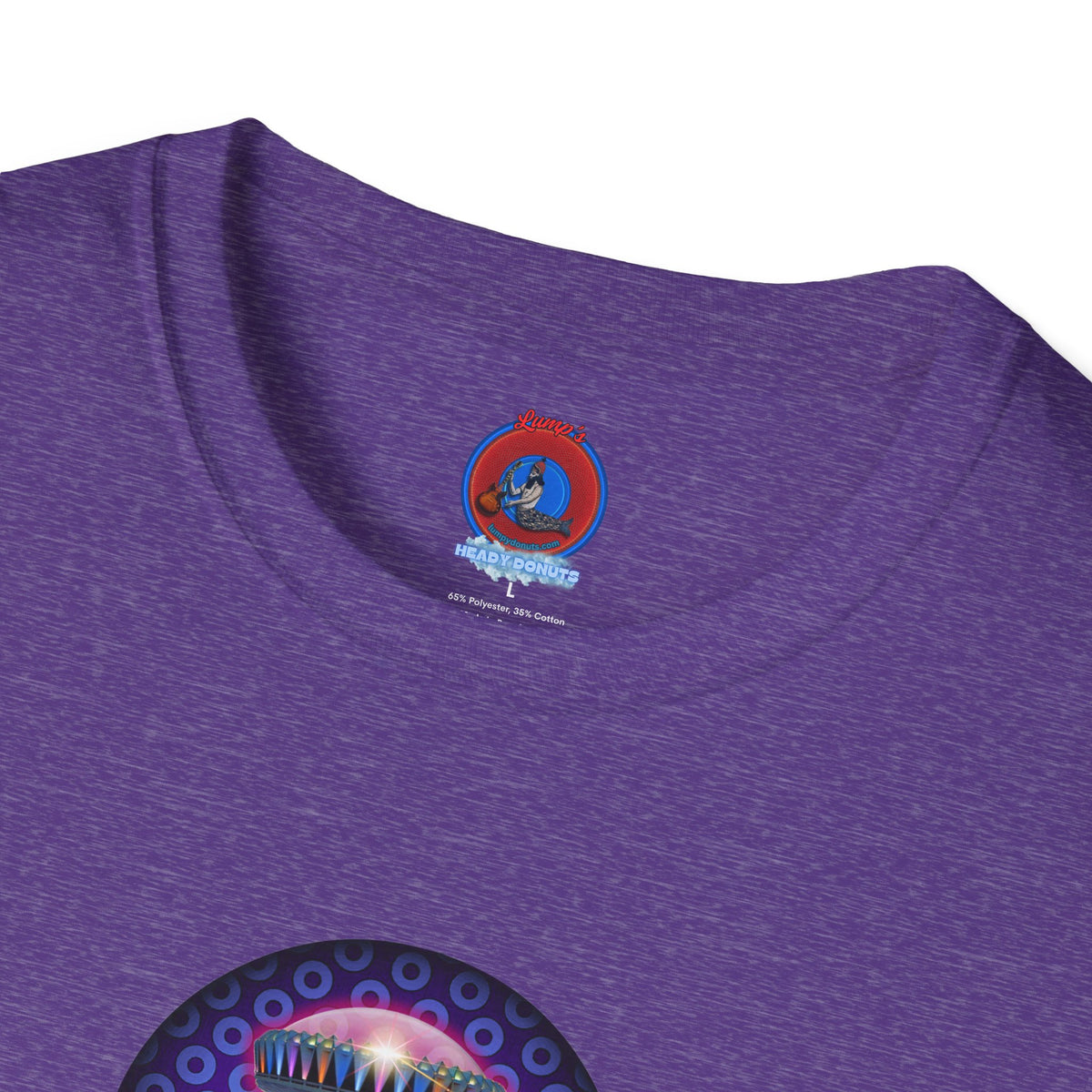 Classic Donut Tee - Unisex Soft-Style - "Donuts now Served on the Mothership" - series 1.0  - variant 5  - purple/violet paradoxical donut