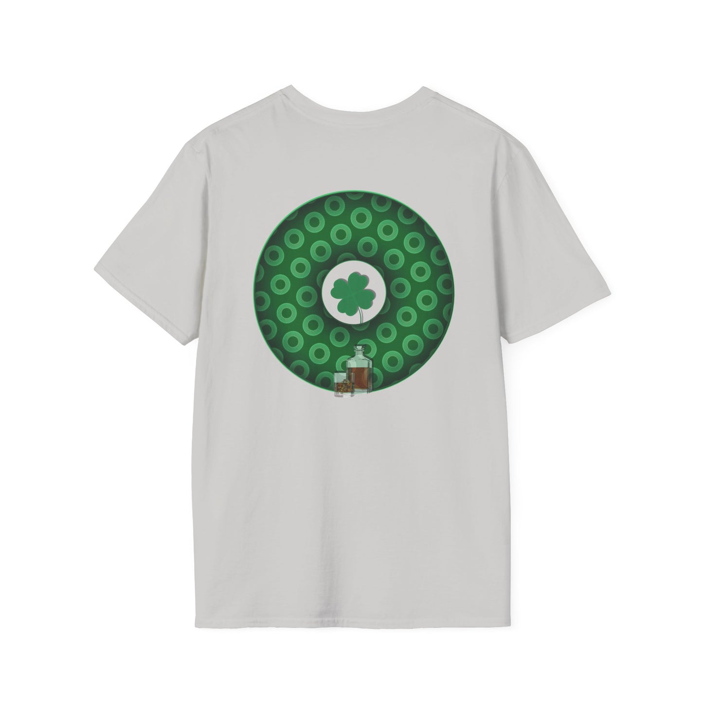 Classic Donut Tee - Unisex Soft-Style - "Patron Saint of Donuts" - St. Patrick's Day Donut - w/whiskey - holiday edition - variant 2