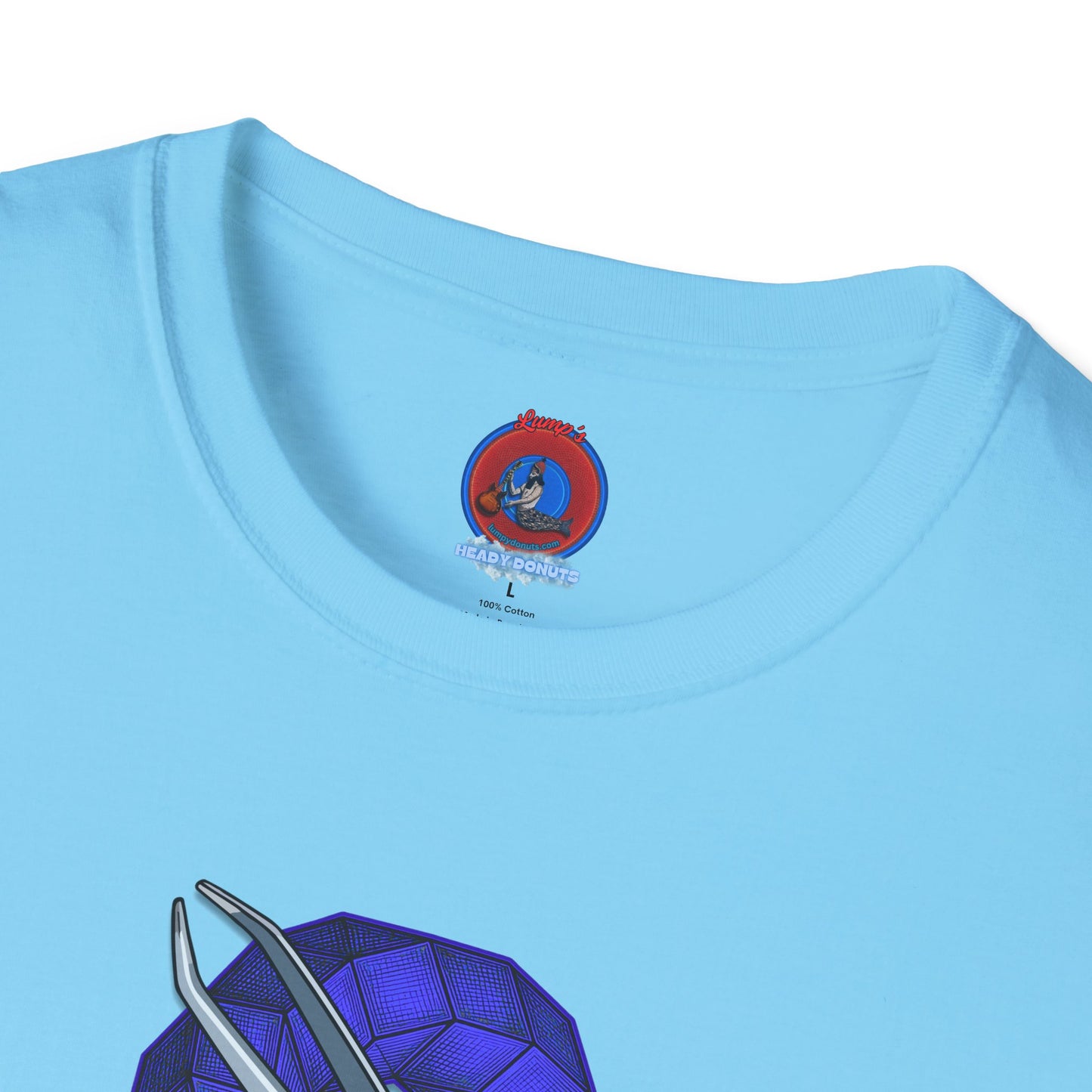 Classic Donut Tee - Unisex Soft-Style - "The Teasing Donut" - rustic dark royal blue cubed donut