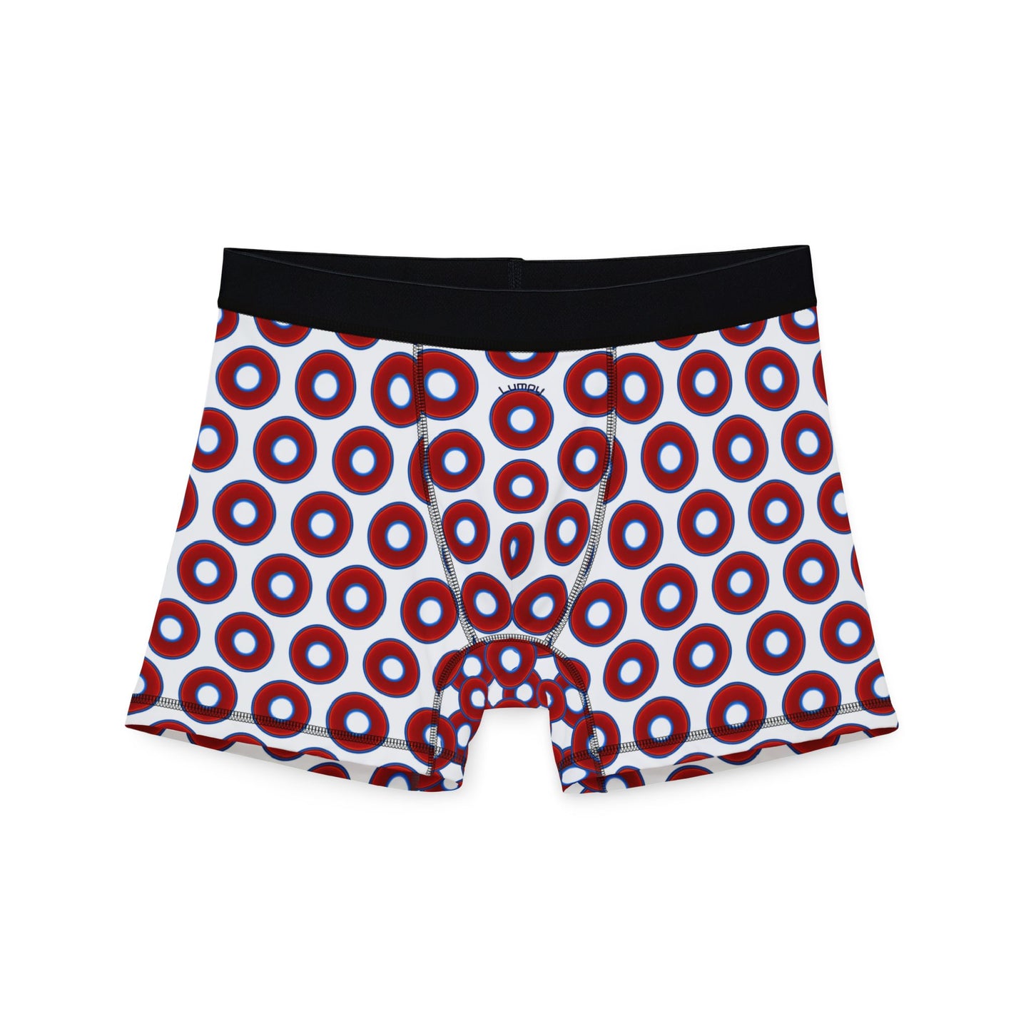 Men's Donut Boxers - red vivid donuts w/white background