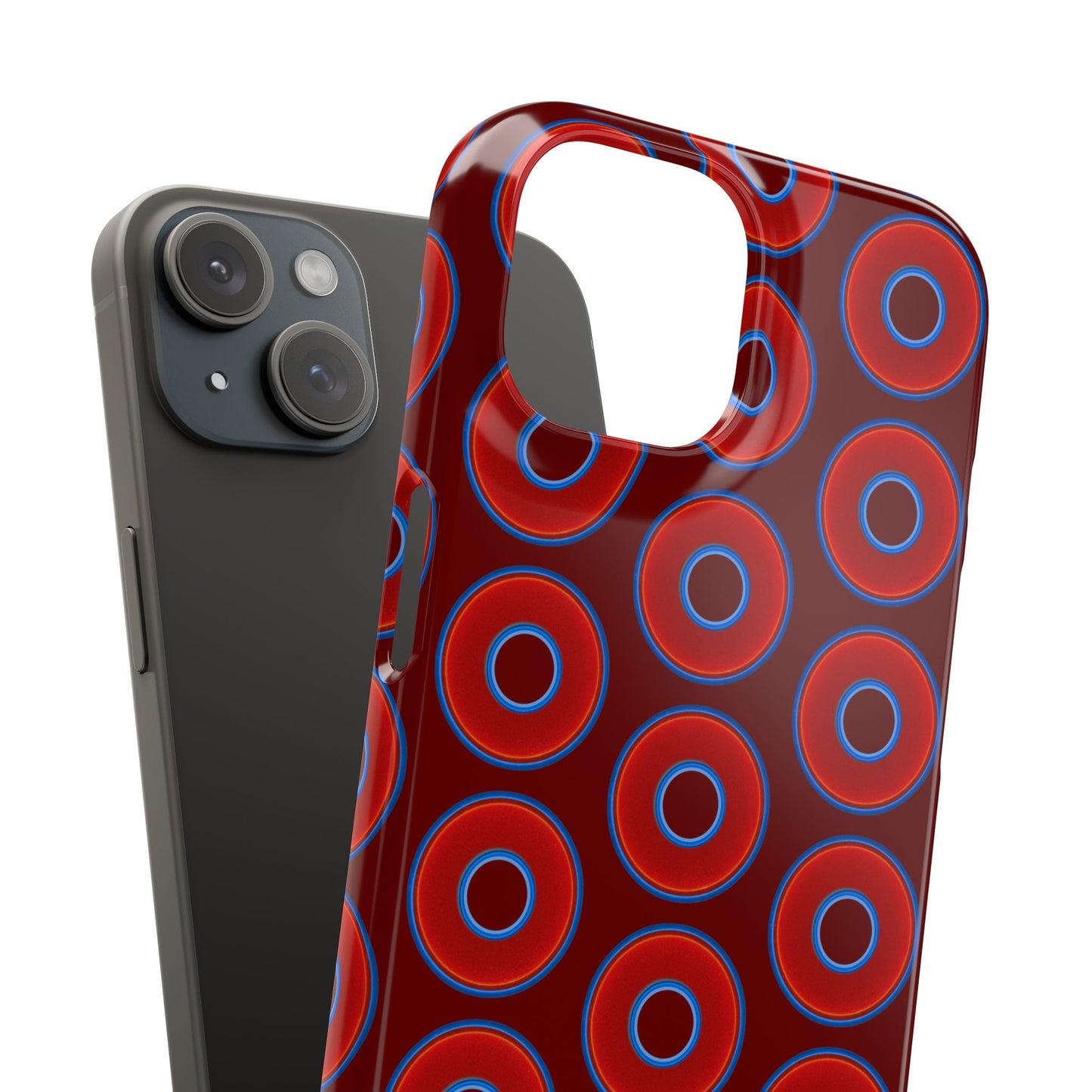 Lumpy Donut Snap Case - red vivid donut print w/dark red background