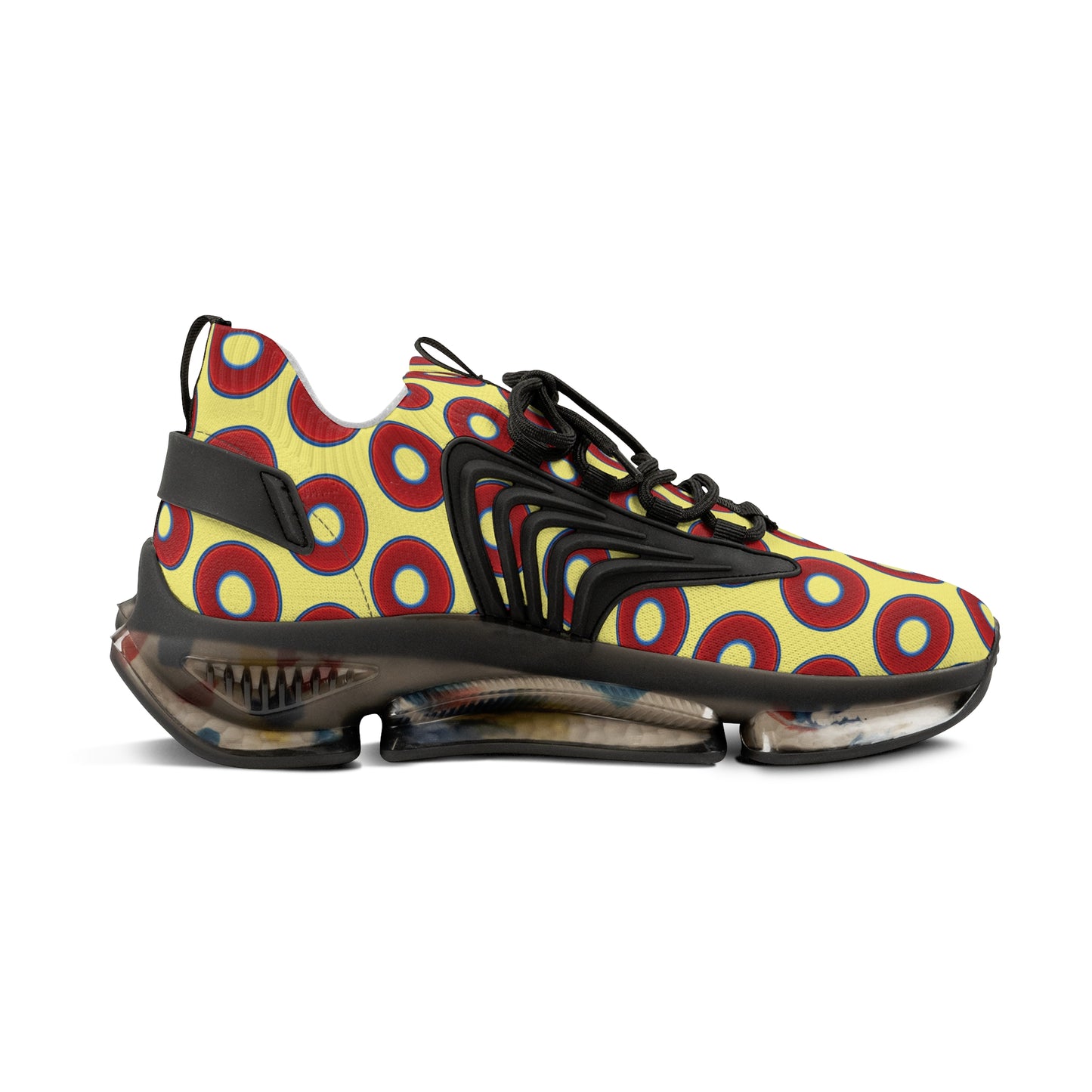 Donut Kicks - red vivid donut print w/yellow background