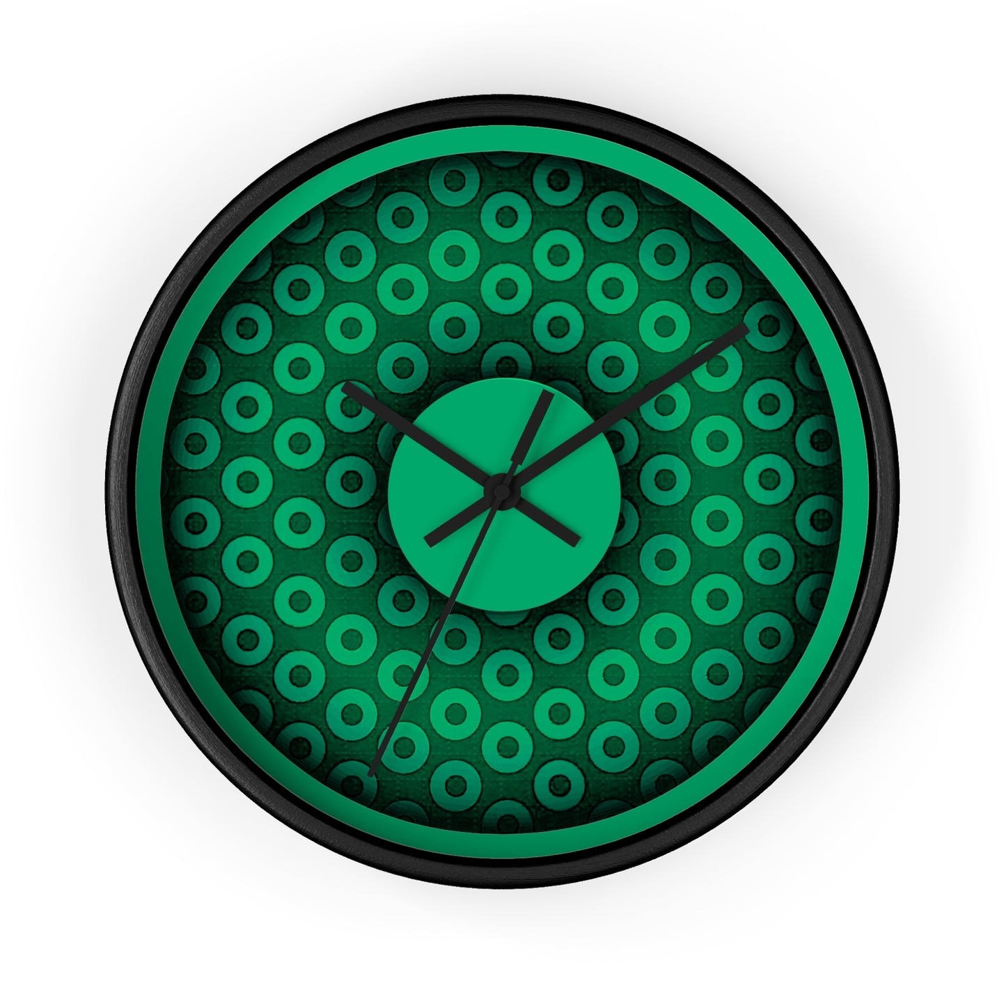 Lumpy Wall Clock - "Plain Paradoxical Donut" - green/green donut w/jade green background