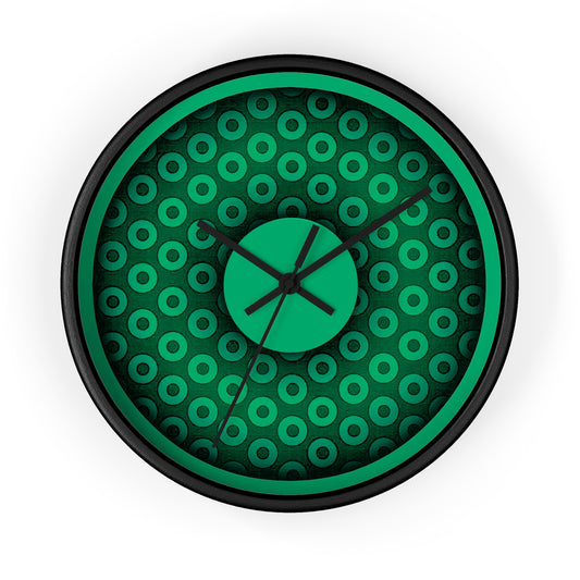 Lumpy Wall Clock - "Plain Paradoxical Donut" - green/green donut w/jade green background