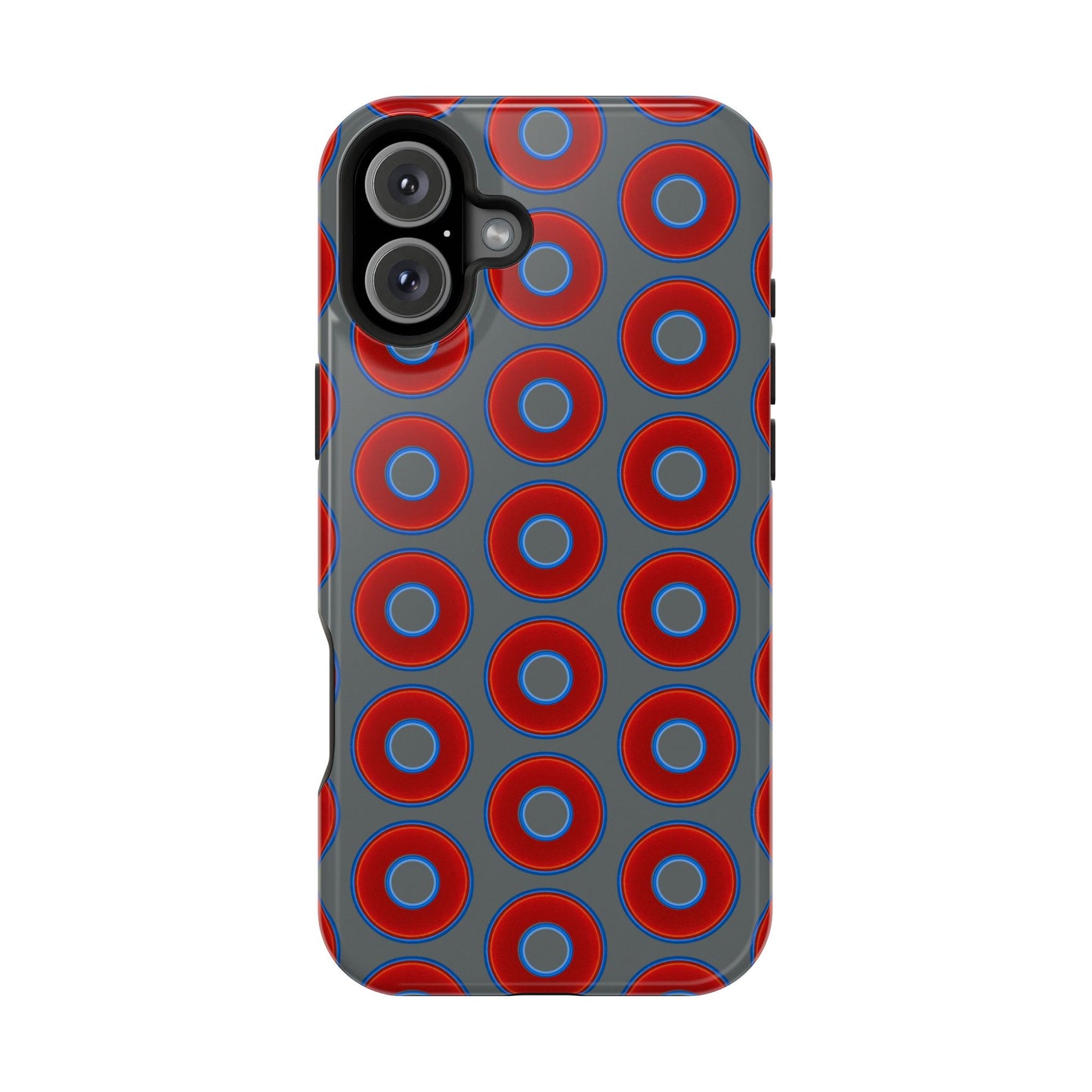 Impact-Resistant Lumpy Donut Case - red vivid donut print w/dark gray background