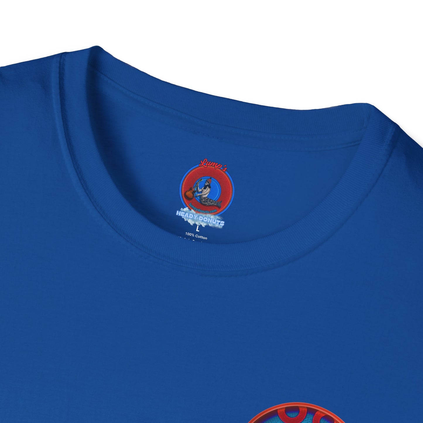 Classic Donut Tee - Unisex Soft-Style - "We All Scream It's ICE Cream" - blue/red rustic paradox donut