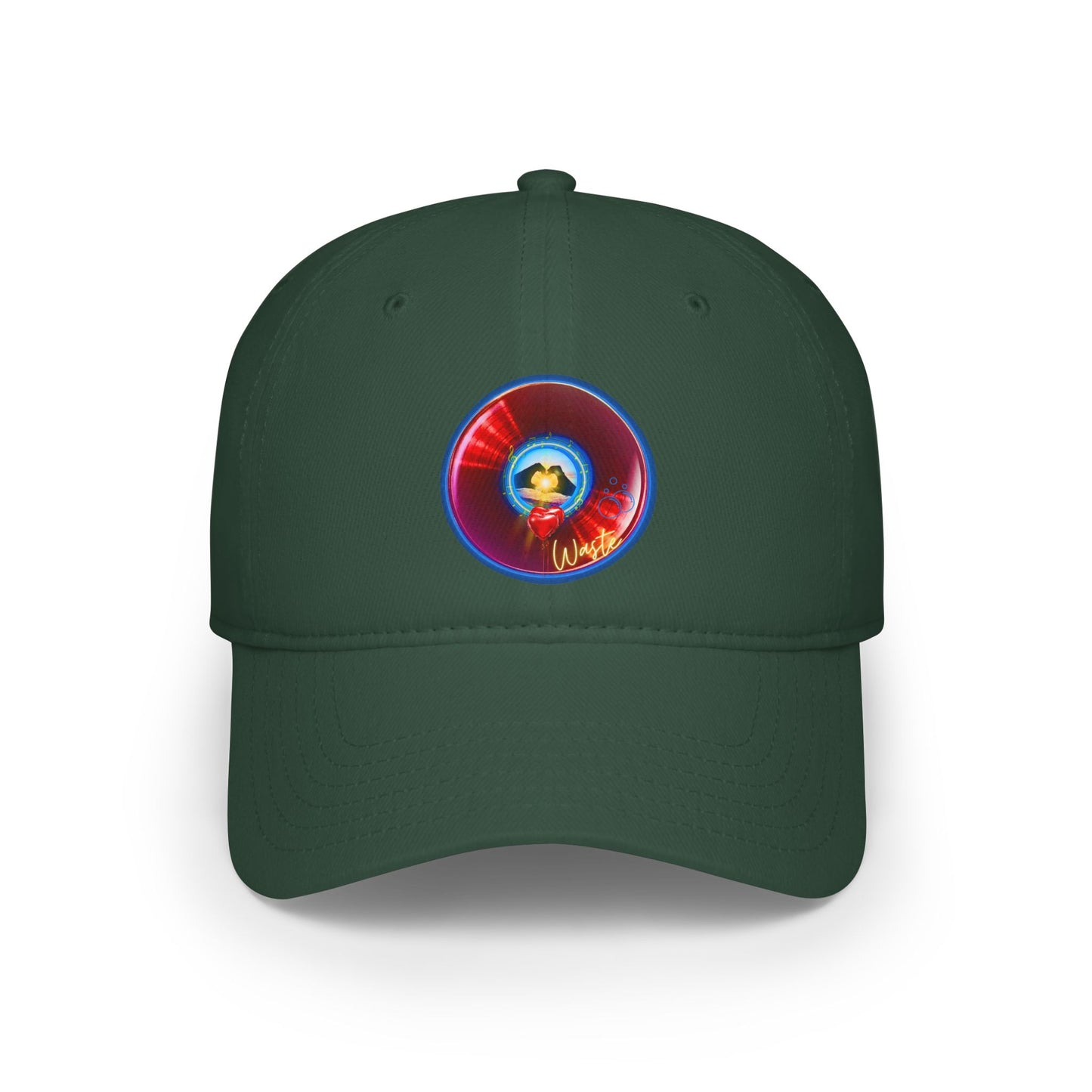 Lumpy Donut Baseball Cap - "Waste of a Perfectly Good Donut Cap" - variant 2 - vivid red record donut w/