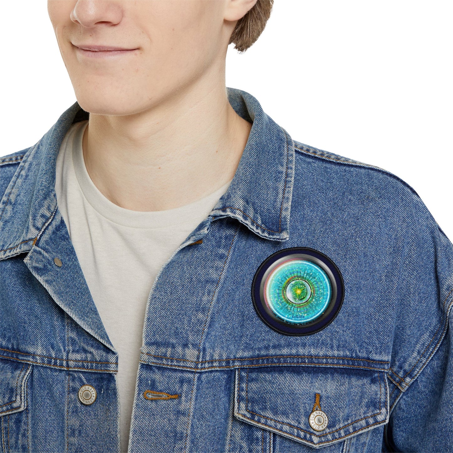 Iron-On Donut Patch - "Donut of Life Patch" - vivid turquoise tube donut - variant 3