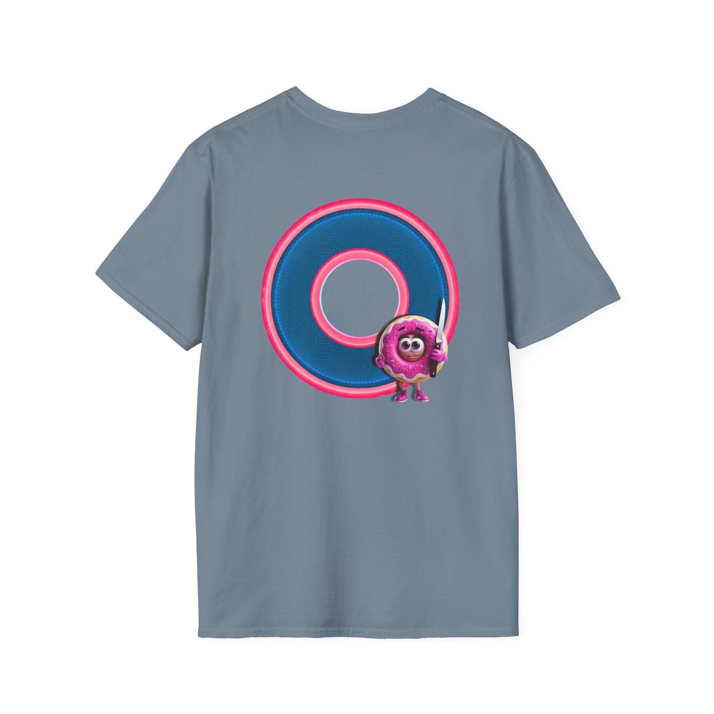 Classic Donut Tee - Unisex Soft-Style - "My Friend the Donut " - series 1.0  - variant 2 - blue/pink donut