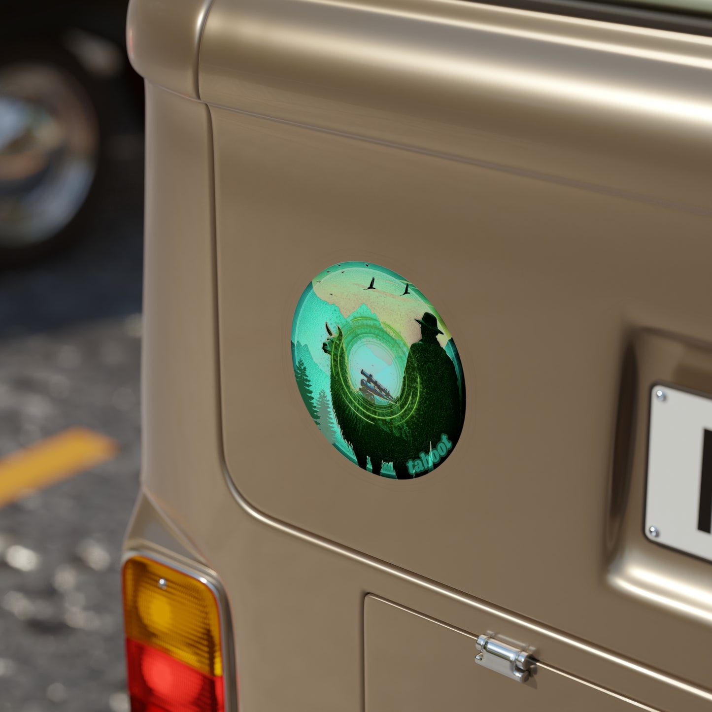 Donut Bumper/Outdoor Sticker - "The Taboo(t) Donut" - series 1.0 - teal picture donut - [Die-Cut] 6"x 6"