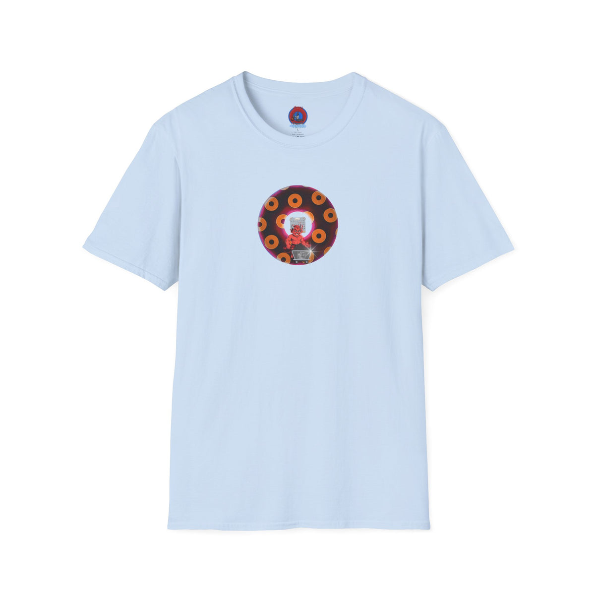 Classic Donut Tee - Unisex Soft-Style - "Every 46th Day Tee Shirt" - paradoxical dark magenta/orange donut