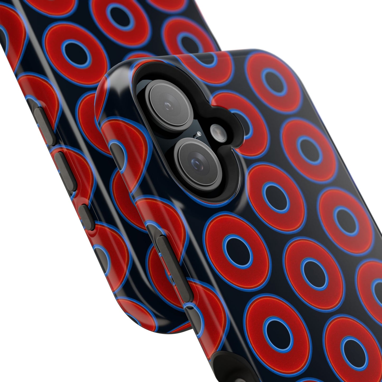Magnetic Tough Donut Case - red vivid donut print w/blue charcoal background