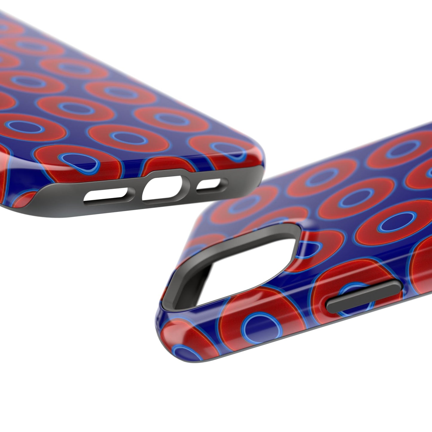Magnetic Tough Donut Case - red vivid donut print w/vivid navy blue background