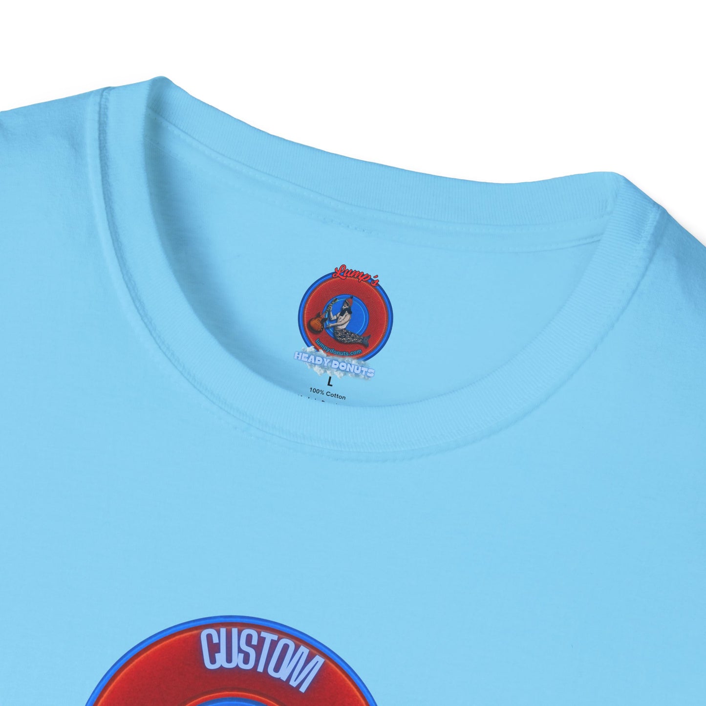 Classic Donut Tee - Unisex Soft-Style - "Example: Custom Donut Tee" - vivid red dirt mall donut