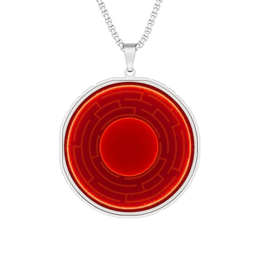 Lump's Heady Donut Necklace - 1" x 1" Stainless Steel Pendant - "The Amazing Donut Necklace" - vivid red donut - variant 2