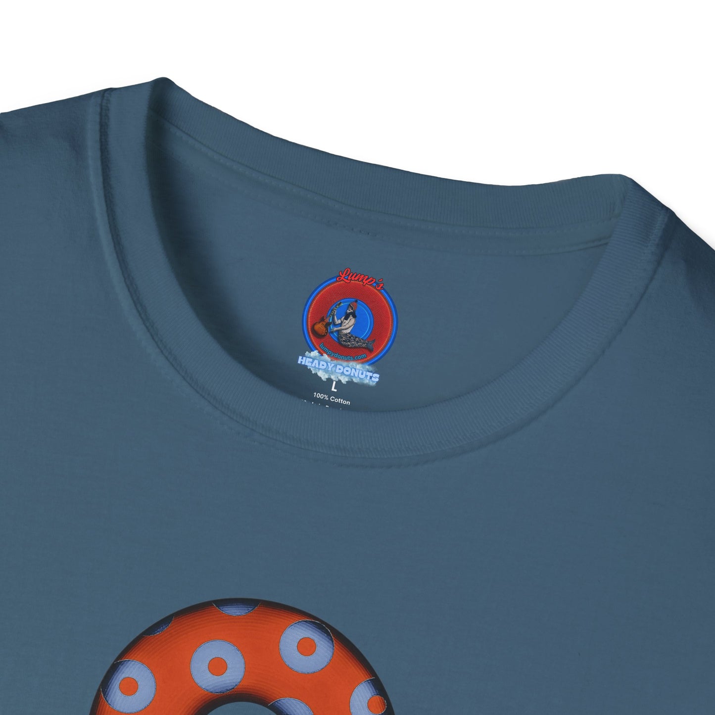 Plain Donuts/Unisex Soft-Style - "Plain Blimpy Paradoxical Donuts" - light blue/orange donuts