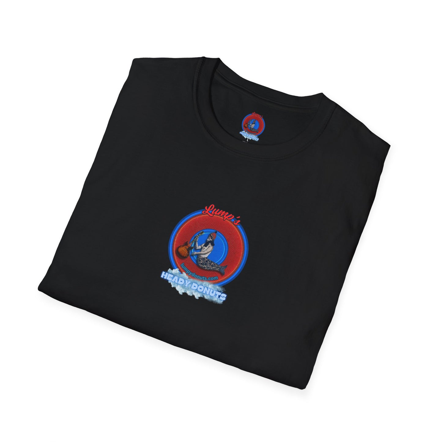 Classic Donut Tee - Unisex Soft-Style - "Lump's Heady Donuts Logo" - series 1.0  - red/blue rustic donut