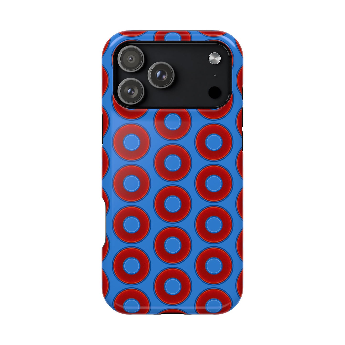 Magnetic Tough Donut Case - red vivid donut print w/light royal blue background