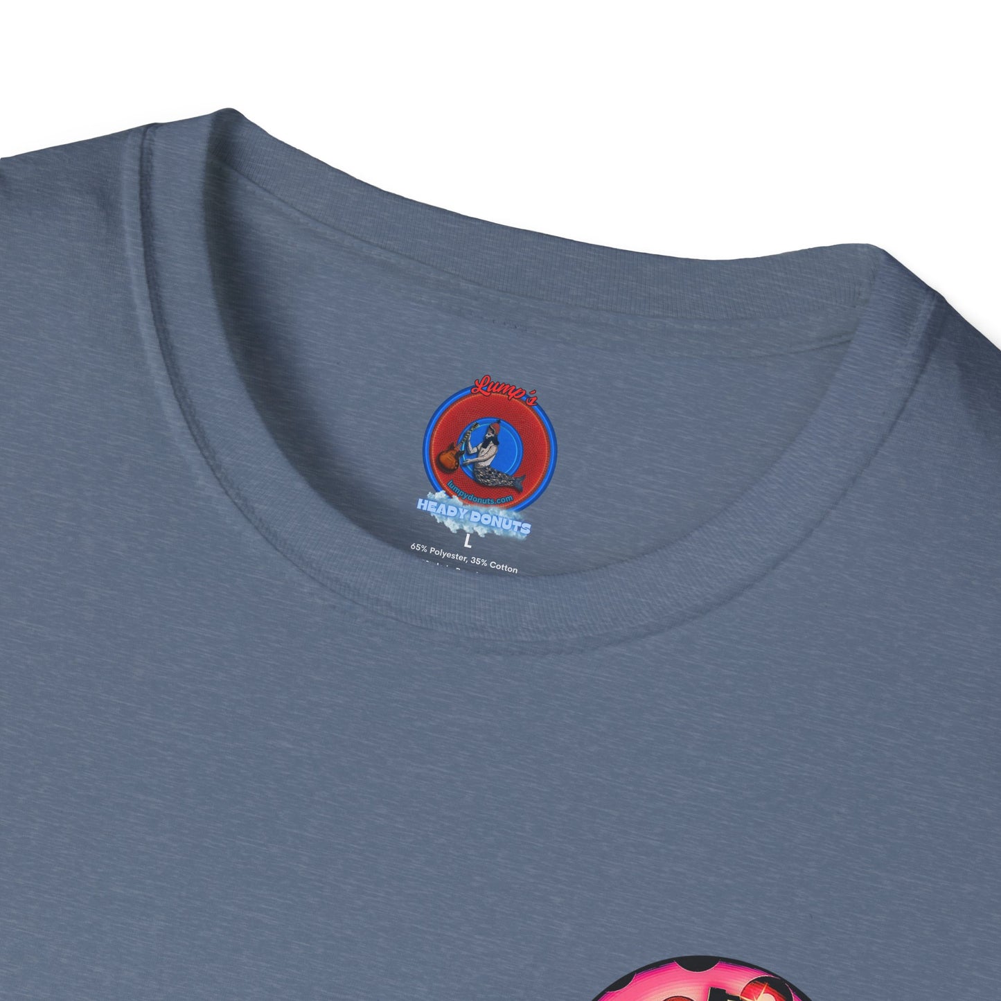 Classic Donut Tee - Unisex Soft-Style - "Would You Be My Donut?" - paradoxical faded magenta/red donut - variant 1