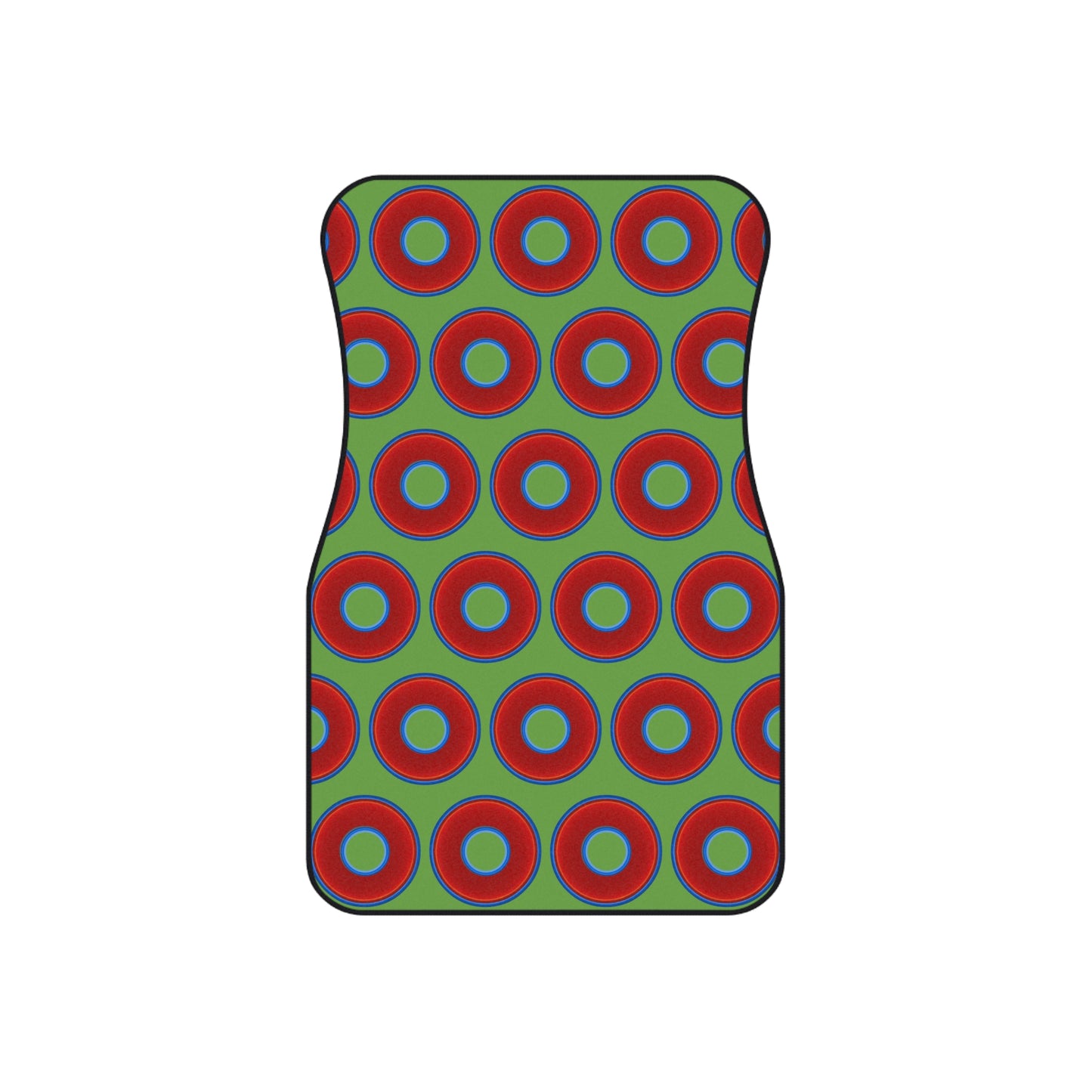 Contacted Car Mats - vivid donut print w/light green background