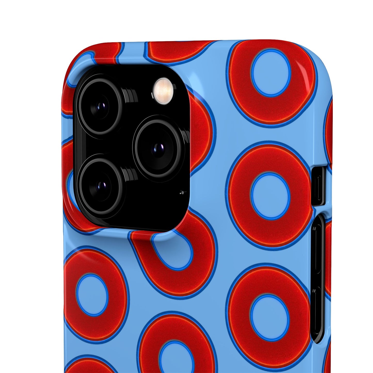 Lumpy Donut Snap Case - red vivid donut print w/light blue background