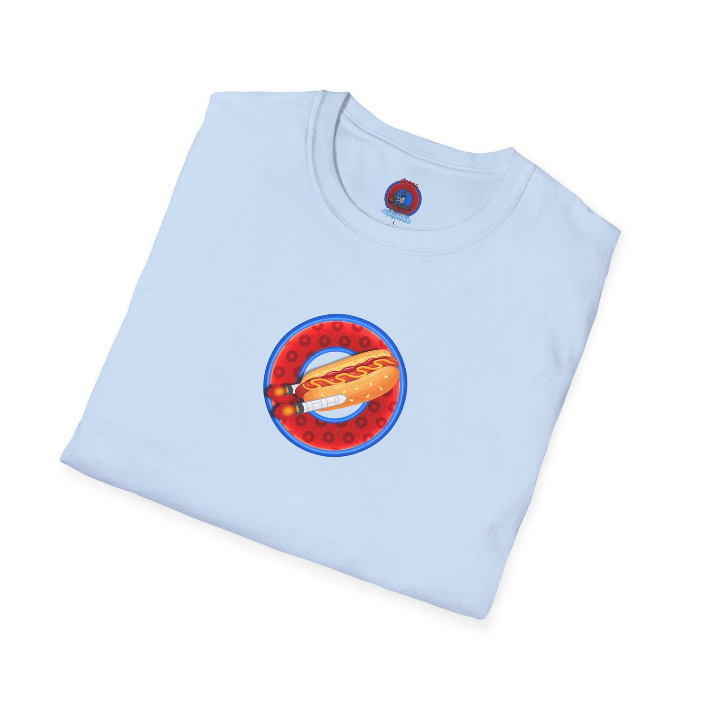 Classic Donut Tee - Unisex Soft-Style - "Viva Las Vegas Donut" -  red paradox donut w/raw dogger - variant 2