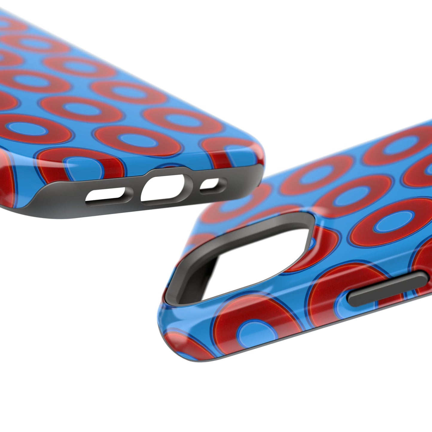 Magnetic Tough Donut Case - red vivid donut print w/sky royal blue background