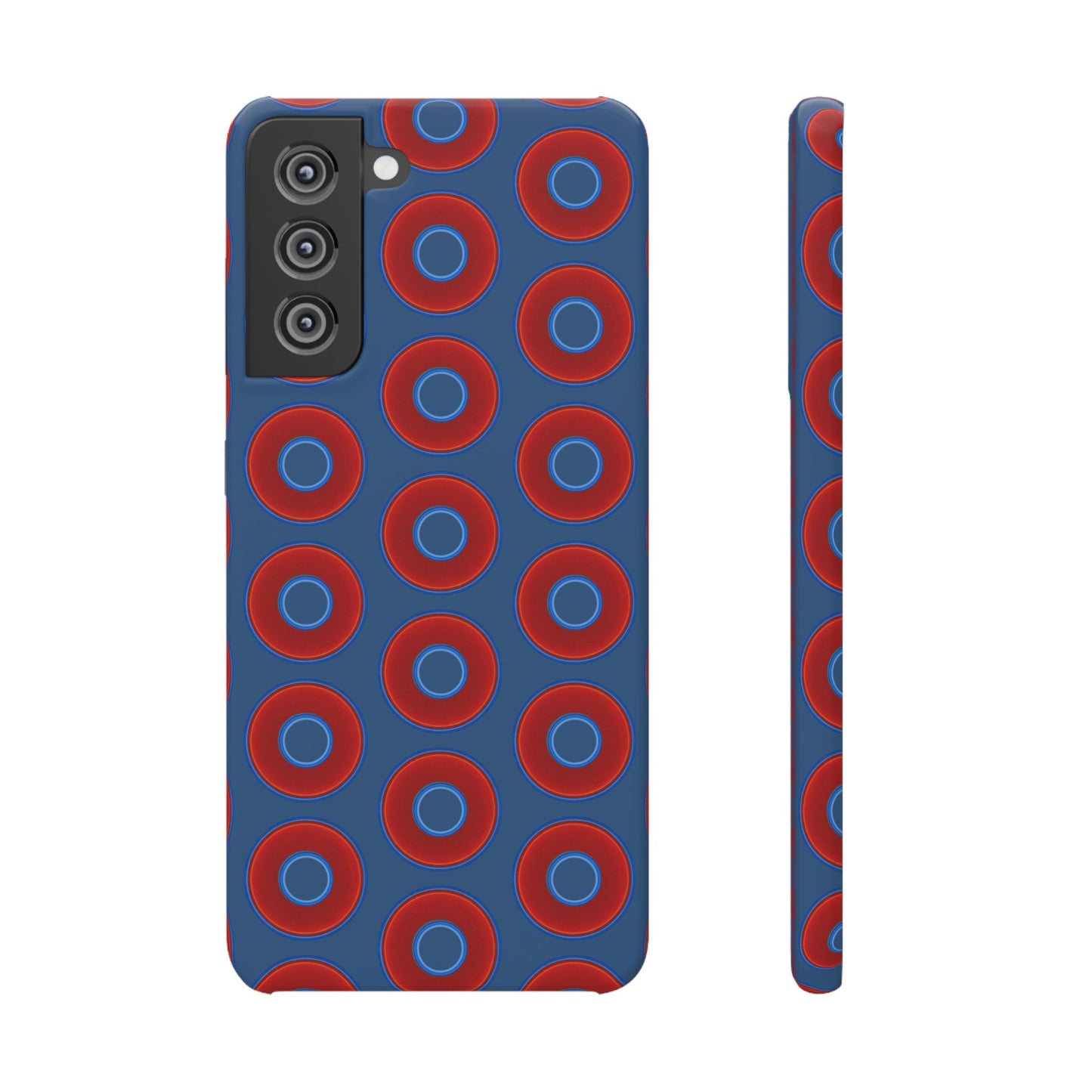 Lumpy Donut Snap Case - red vivid donut print w/light navy blue background