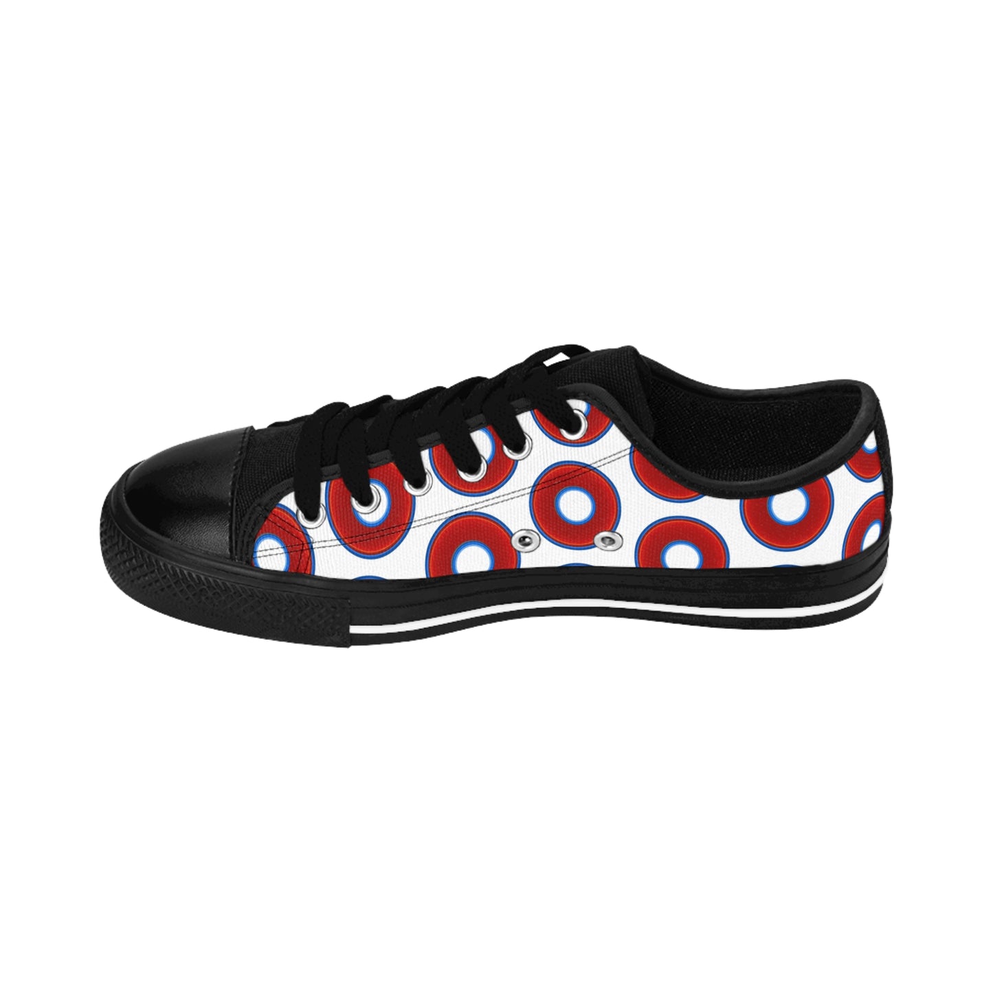 Women's Cushiony Convectors - Low Top - large red vivid donut print w/white background