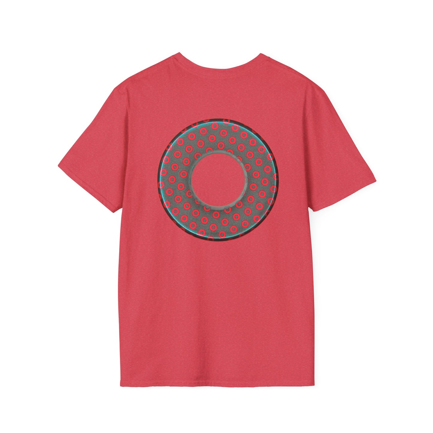 Plain Donuts/Unisex Soft-Style - "Plain Electric Paradoxical Donuts" - dark teal/red donuts