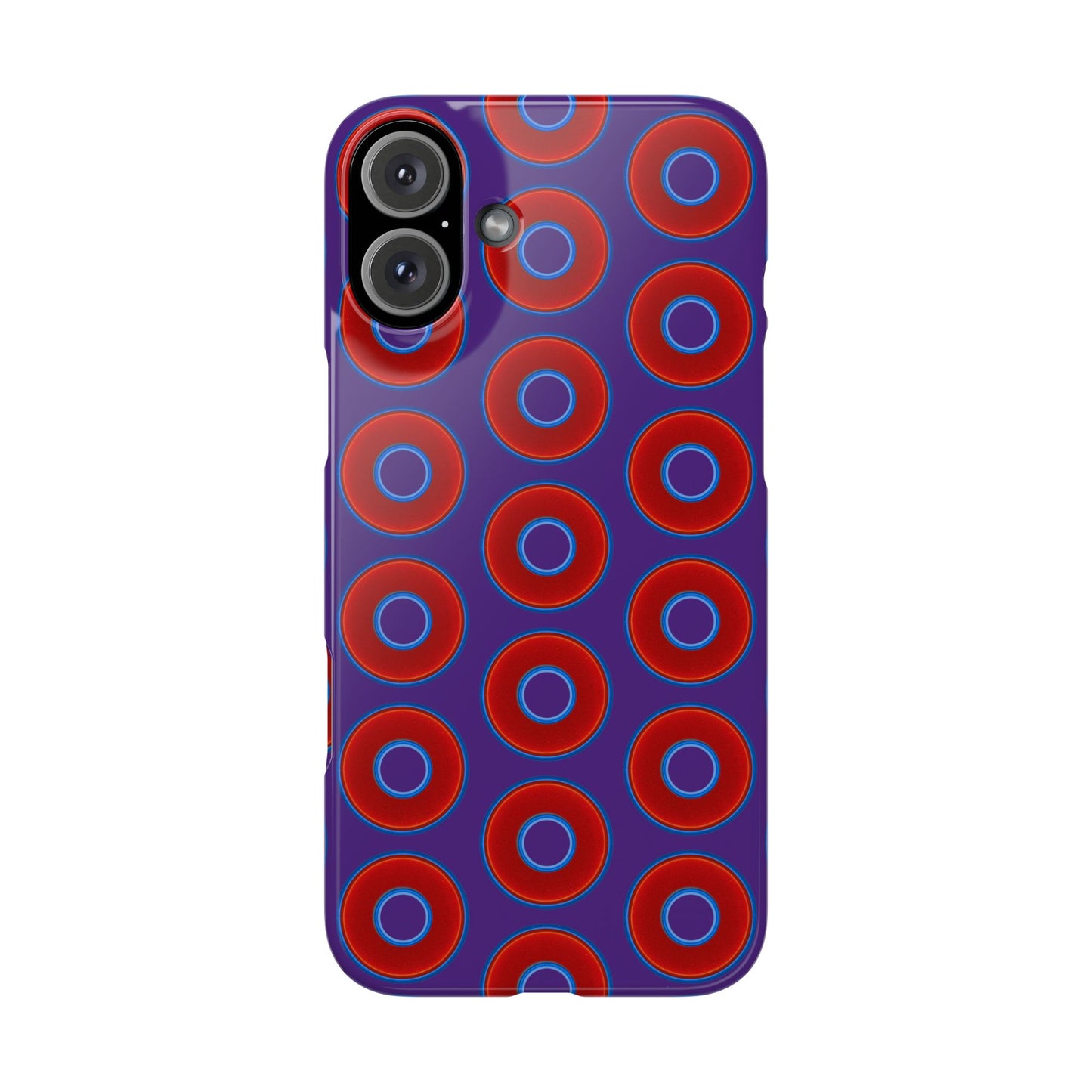 Lumpy Donut Snap Case - red vivid donut print w/dark purple background