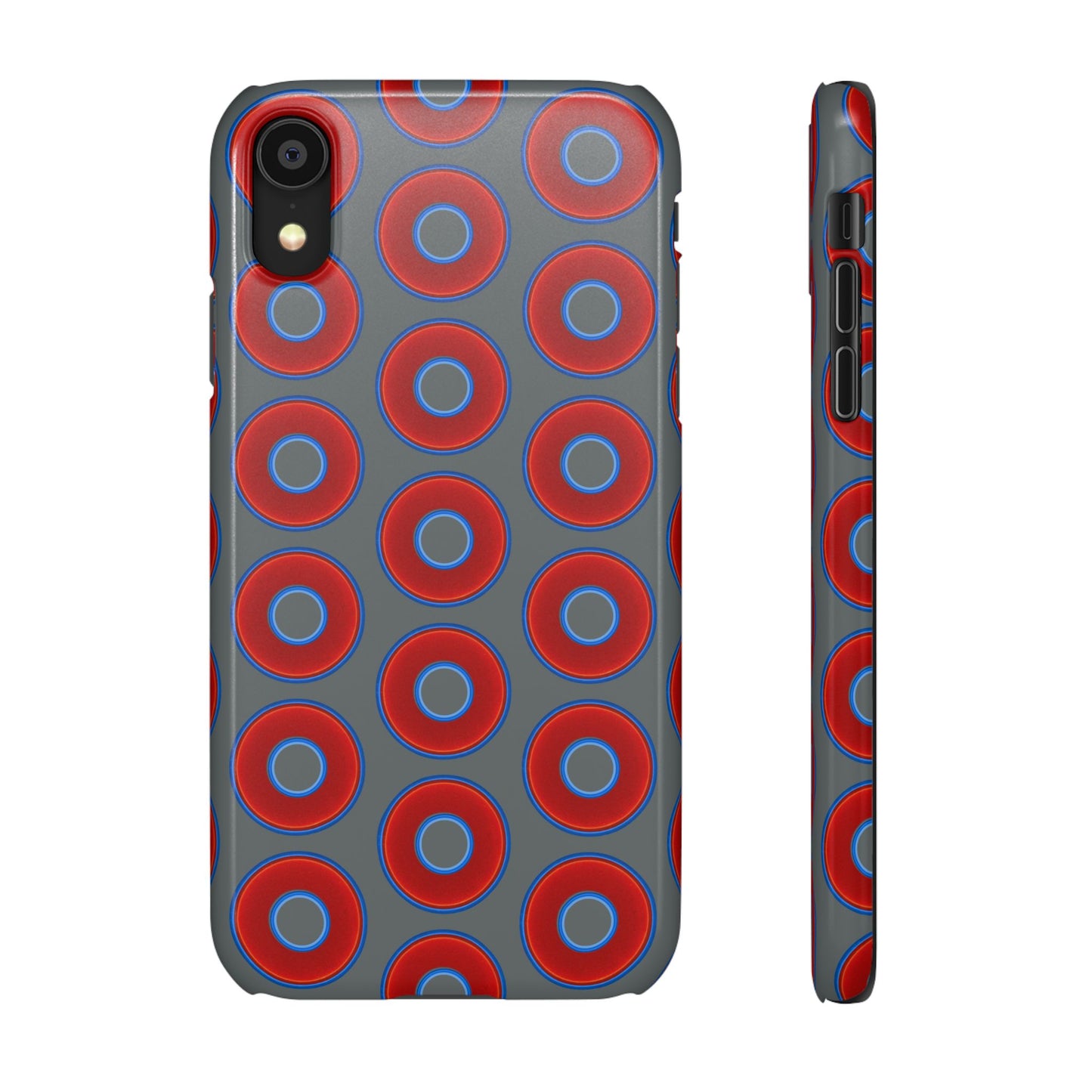 Lumpy Donut Snap Case - red vivid donut print w/dark gray background