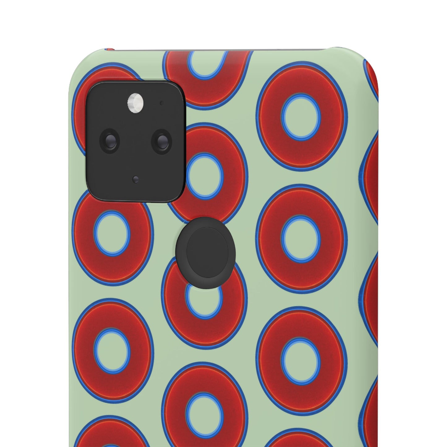 Lumpy Donut Snap Case - red vivid donut print w/seafoam green background