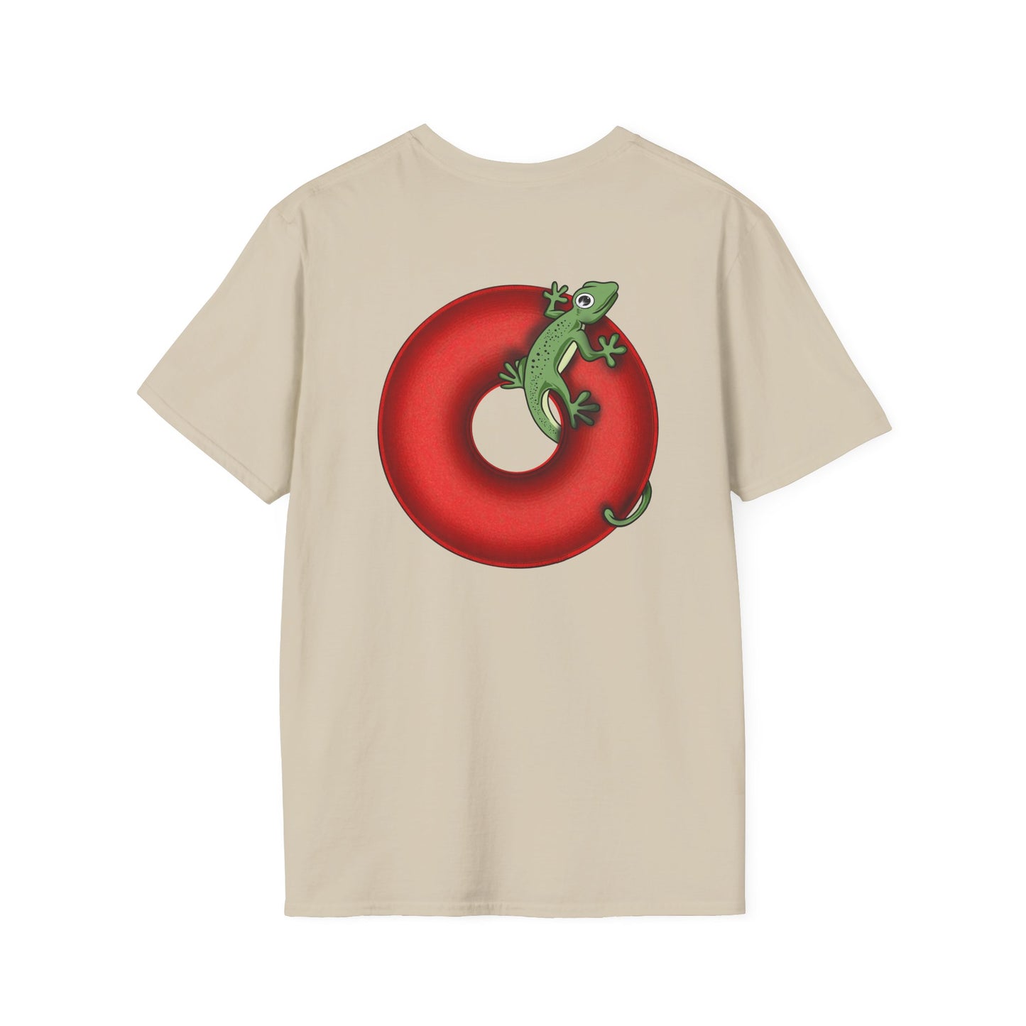 Classic Donut Tee - Unisex Soft-Style - "Practically Extinct Tee Shirt" - plump vivid red donut - variant 1