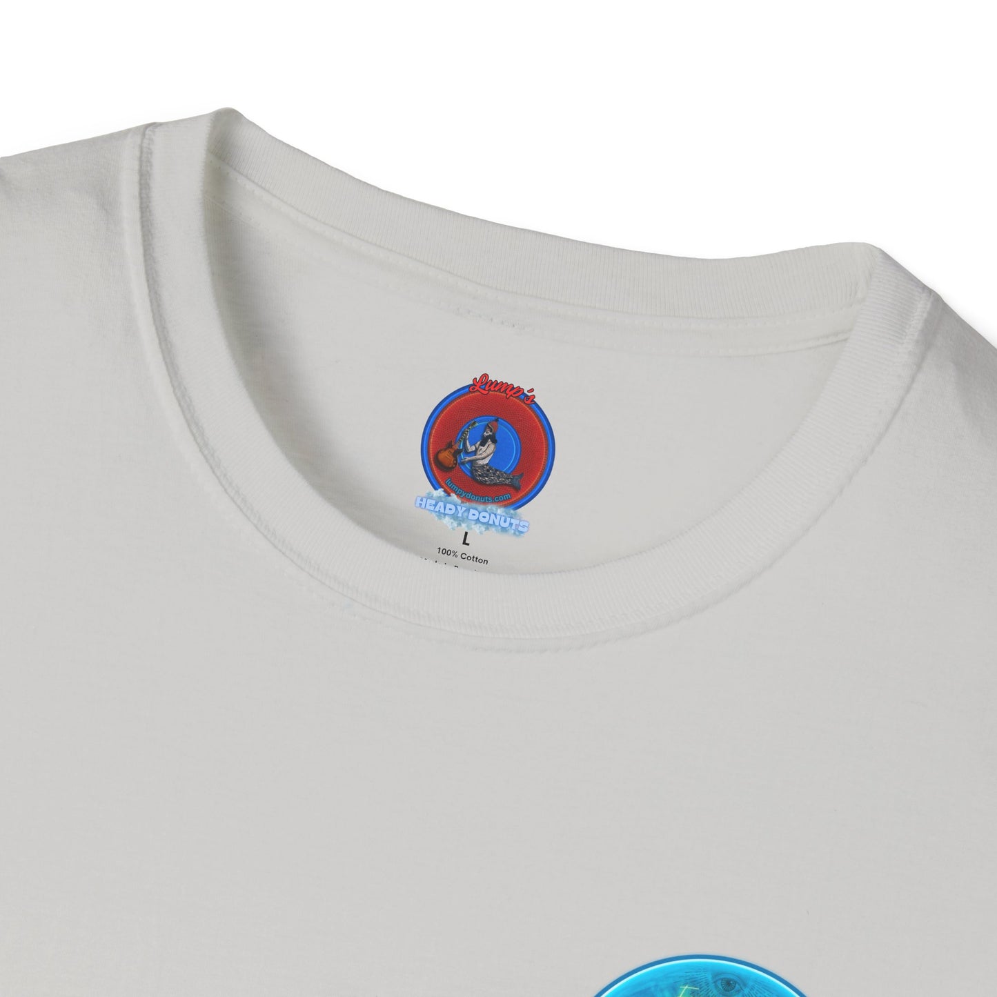 Classic Donut Tee - Unisex Soft-Style - "The Peering Donut of Opacity" - light blue idonut - variant 1