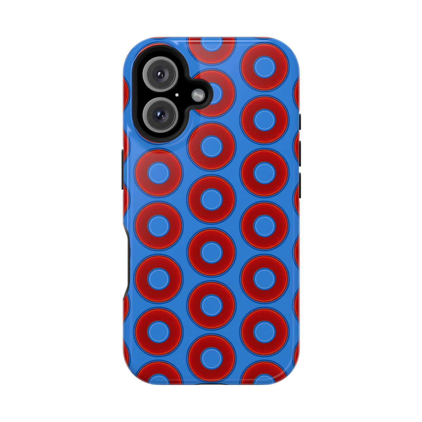 Magnetic Tough Donut Case - red vivid donut print w/light royal blue background